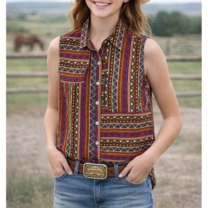 Rodeo Western Wear Girl XL Sleeveless Shirt